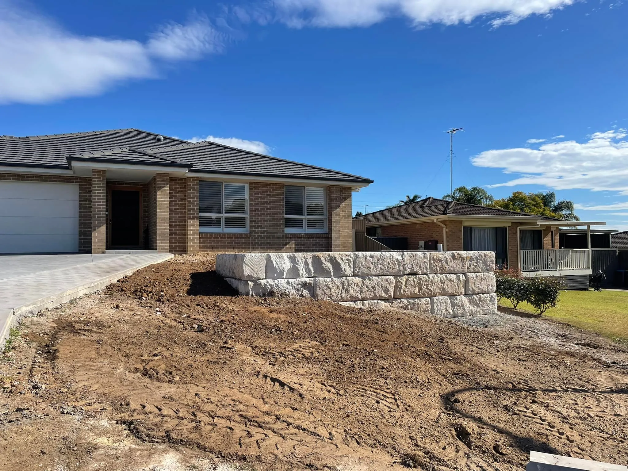 Residential Retaining Sandstone Wall in Newcastle